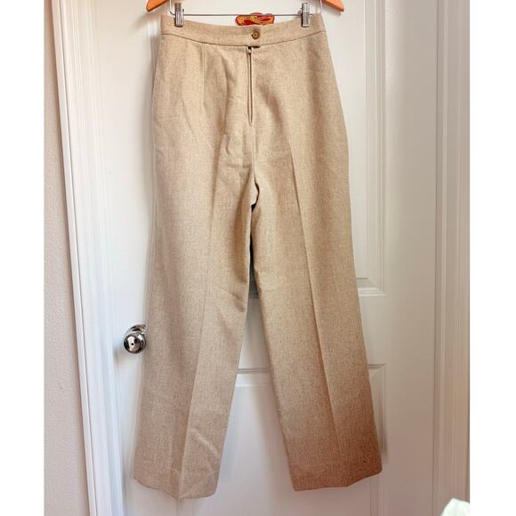 Vintage 1970s Lilli Ann San Francisco Wool Pants Suit Fur Collar Statement Retro - Picture 7 of 9